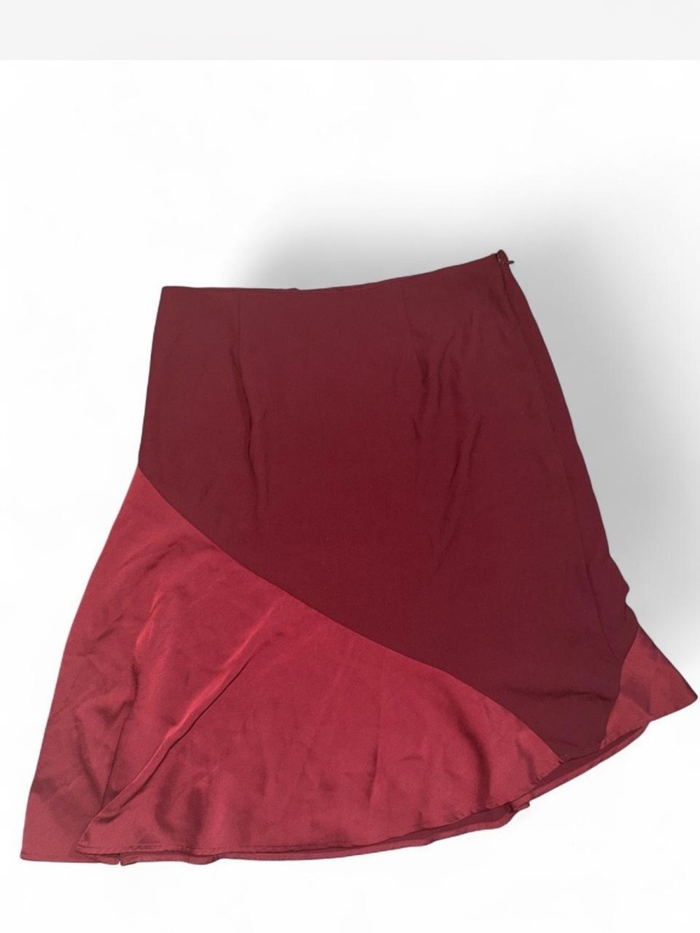Women's Two-Tone Burgundy Asymmetric Skirt